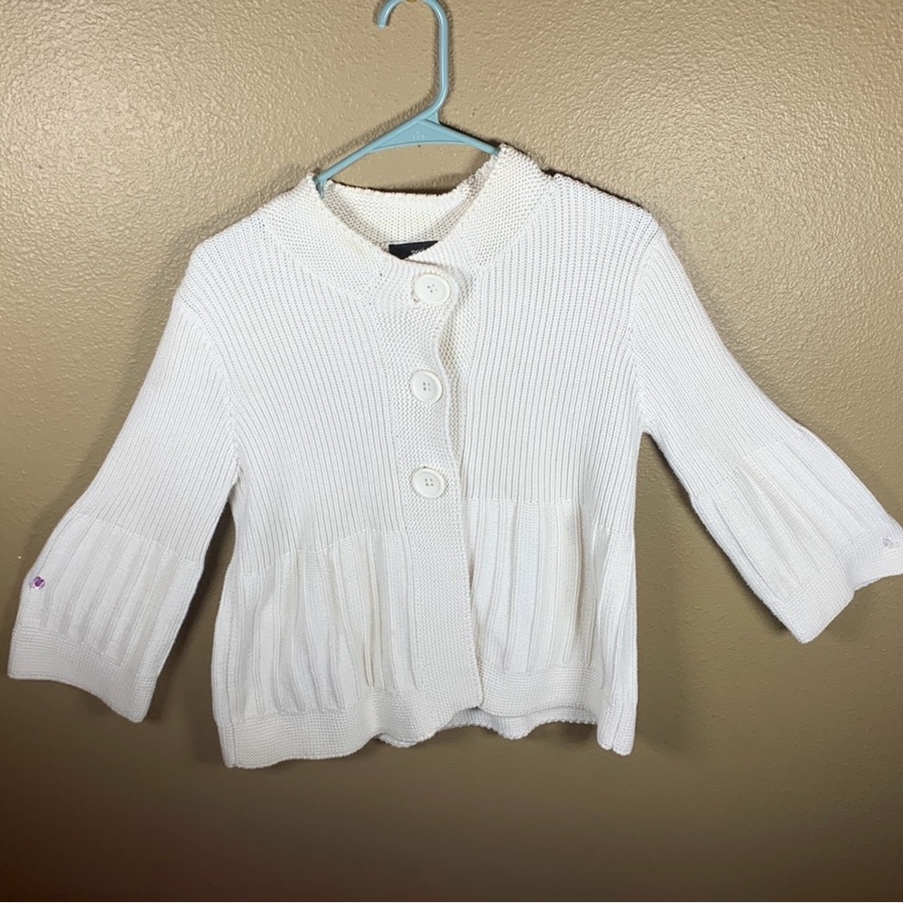 White Button up Warm Cotton Sweater. 3 Big Butttons. Great with jeans!